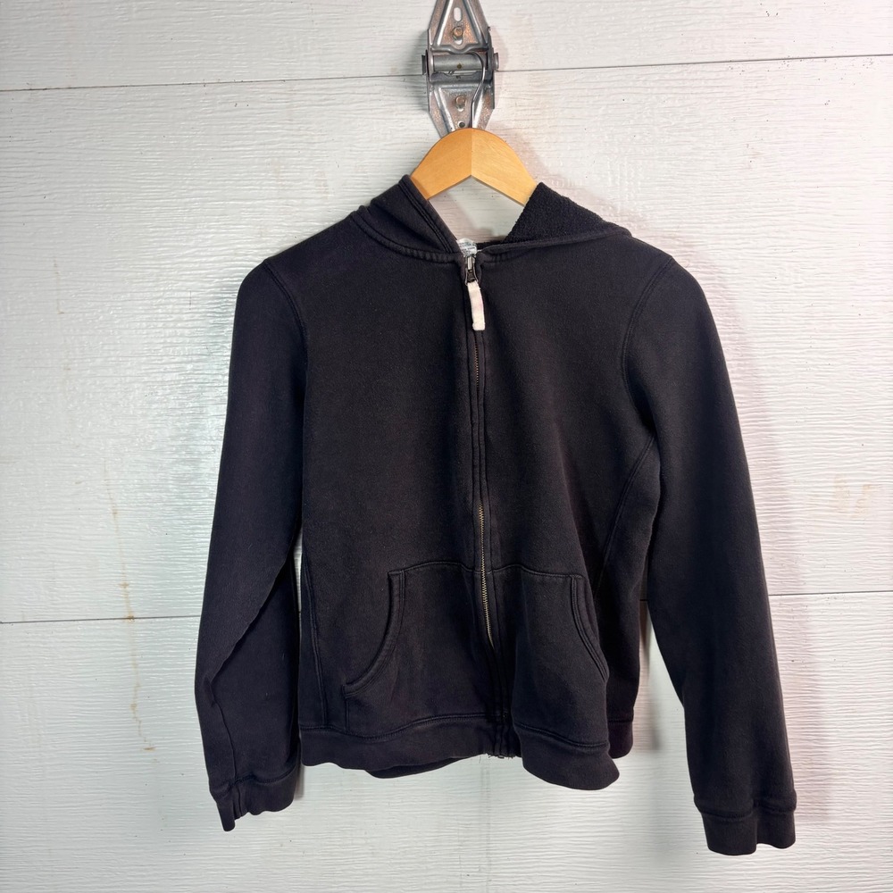 Vintage Old Navy Brand Black Zip Up Hoodie Medium Y2K Faded Sweatshirt